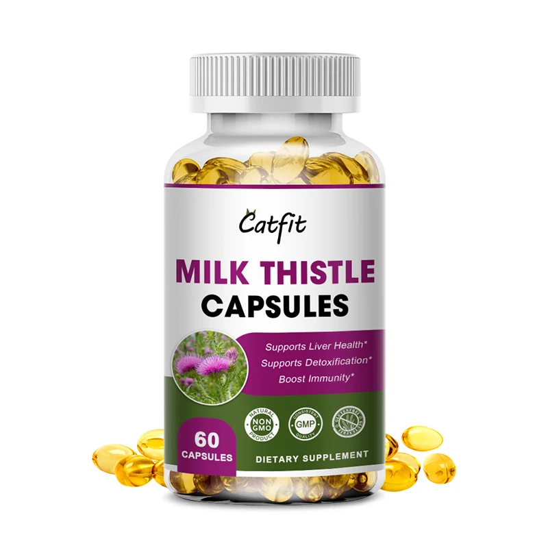 Catfit Natural Herbal Milk Thistle Liver Care Capsules Detox Clearing Away Heat Detoxifying Liver protection Decompose alcohol