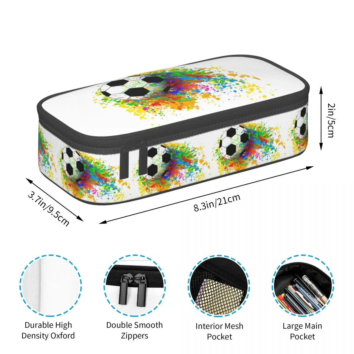 Football Soccer Ball Extreme Sports Colorful Pencil Case for Boy Girl Gift Pen Box Pencil Bag Stationery Supplies Pen Holder Bag