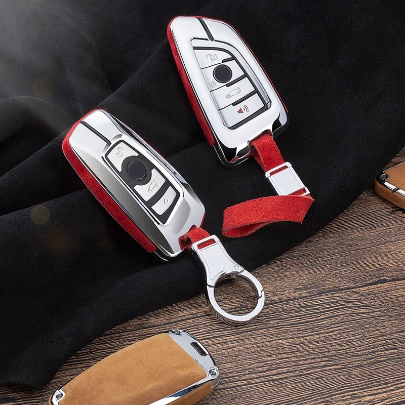 

High Quality Car Suede Leather Key Holder Cover For BMW X1 X3 X4 X5 X6 E90 E60 E36 E93 F15 F16 F48 G30 F11 F30 Key Case For Car