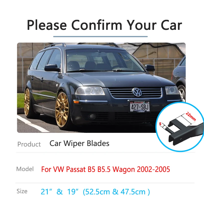 For Volkswagen VW Passat B5 B5.5 Wagon 2002 2003 2004 2005 Wiper Blade Set Brushes Rear Windshield Windscreen Window Hatchback