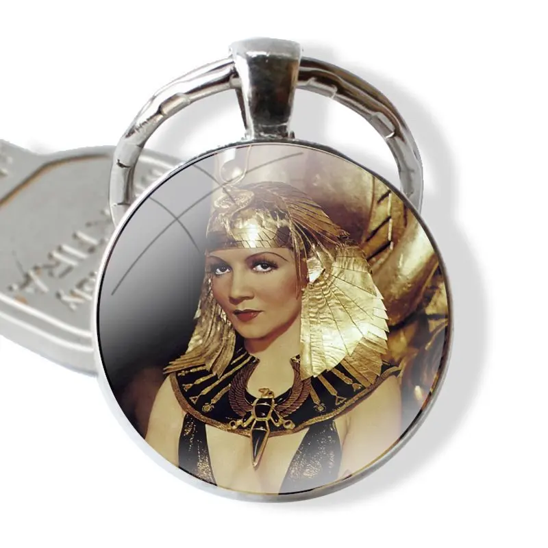 Oude Egypte Schilderij Koningin Cleopatra Muur Foto Sleutelhanger Handgemaakte Glazen Cabochon Sleutelhanger Hanger Sleutelhanger