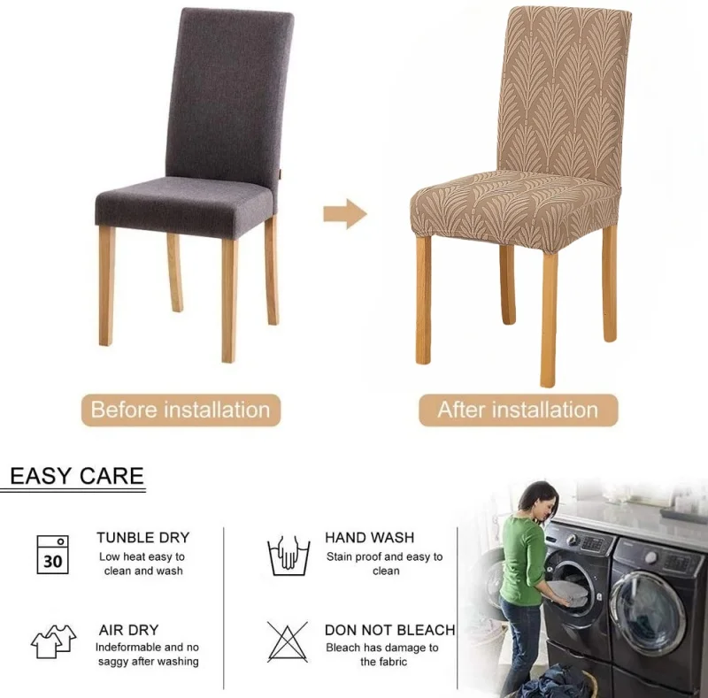 أغطية كراسي الطعام من قماش الجاكار، أغطية كراسي بارسونز سميكة قابلة للتمدد، واقي أثاث قابل للغسل في الغسالة لولائم حفلات الفندق