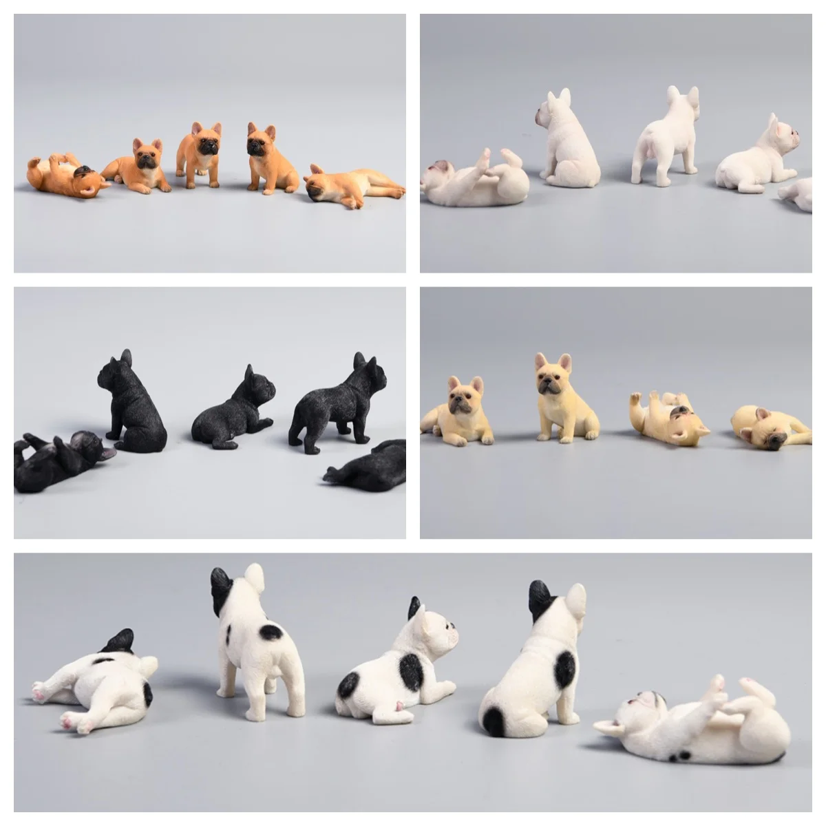 HiPlay JXK miniatura Bulldog Francés expresionemente pintado a mano realista seguro resina escala 1:12 figura de animal