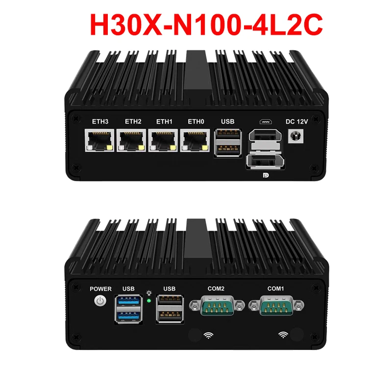 Yohirs كمبيوتر صناعي صغير Inter N150 DDR4 M.2 NVME HDMI2.0 DP 4x2.5G LAN 2COM Win11 Pro Linux PfSense ESXi جدار الحماية 3G 4G WIFI