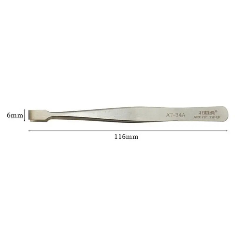 Stainless Steel Flat Wide Tweezers for Laboratory Clamping Stamp, Electronic Industry Tools, Industrial Tweezers, 120mm