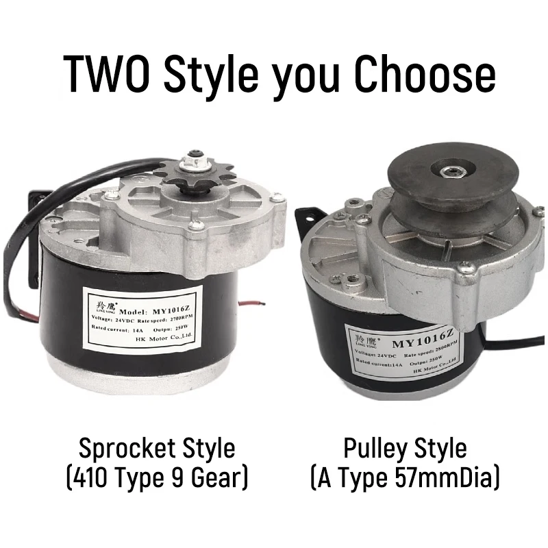 12V 250W Electric Motor Gear Reduction System with 9 Tooth Sprocket Brushed DC Motor Reductor Belt Pulley for E-Bike Scooter