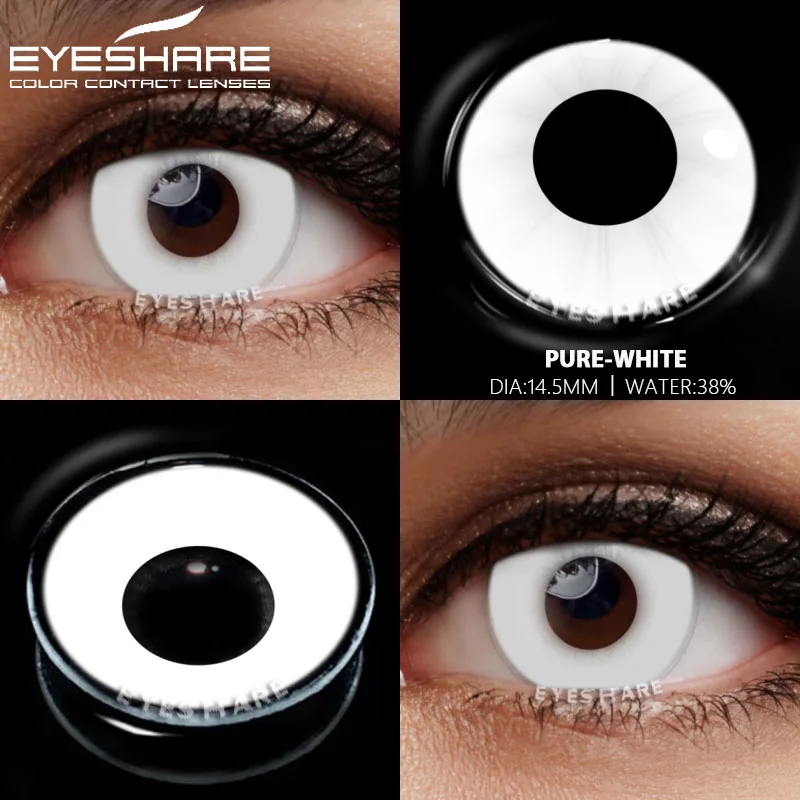 EYESHARE 1Pair Colored Contact Lenses For Eyes Cosplay Lenses Blue Contact Lenses White Cosmetic Pupils Eye Color Lens Yearly