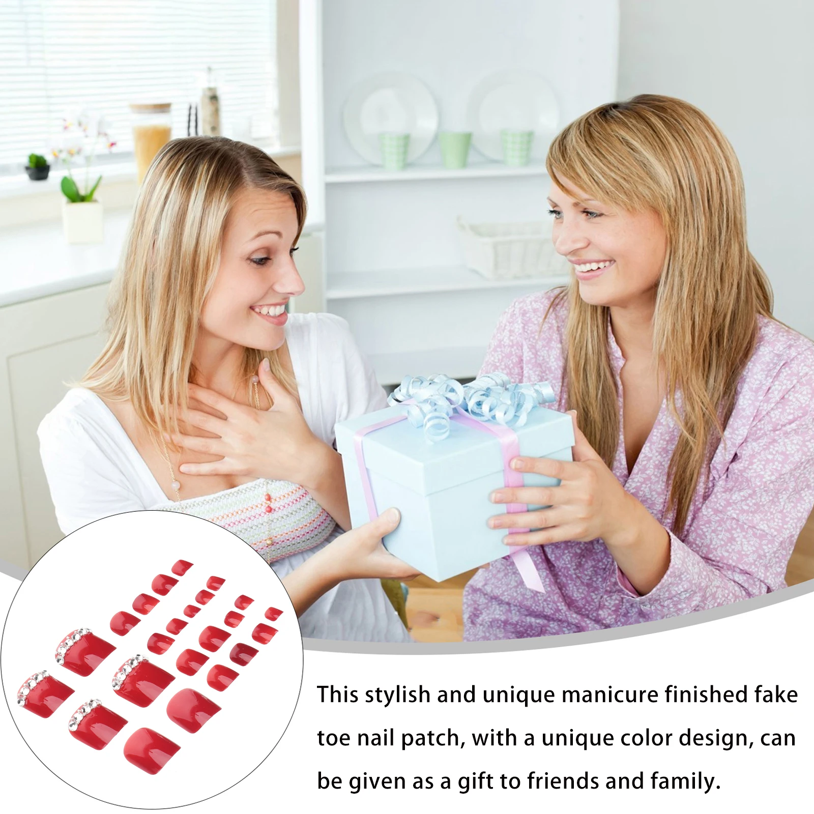 

2Sets Fake Toenails Wine Cover Natural False Toe Nails Easy Apply for Women Birthday Holiday Fake Nails