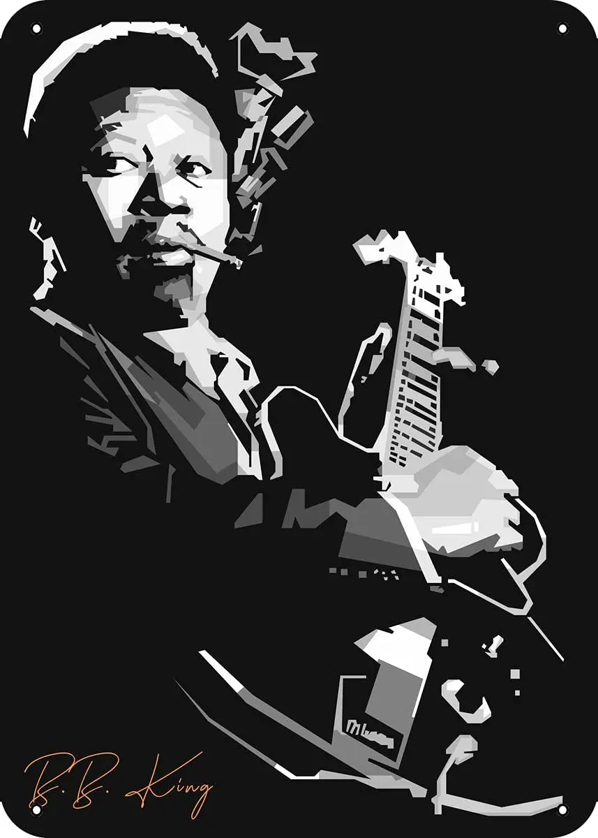 Musician BB King BW Metal Tin Sign 8