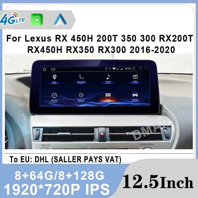 Android 12 For Lexus RX RX200T Rx300 Rx350 Rx450H RX400H RX350L 12.5