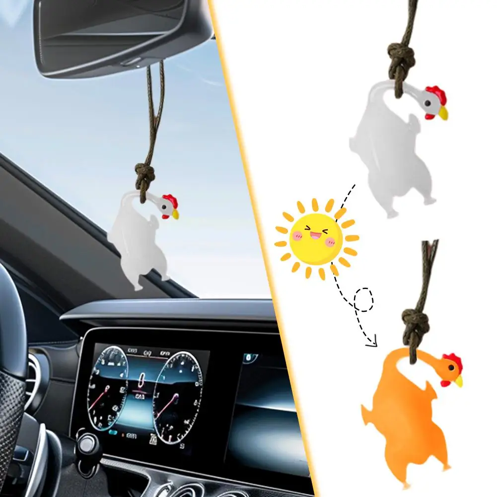 يتأرجح الدجاج سيارة زخرفة سيارة سحر قلادة الأشعة فوق البنفسجية استشعار درجة الحرارة تغيير اللون Diy بها بنفسك زخرفة اكسسوارات السيارات #1