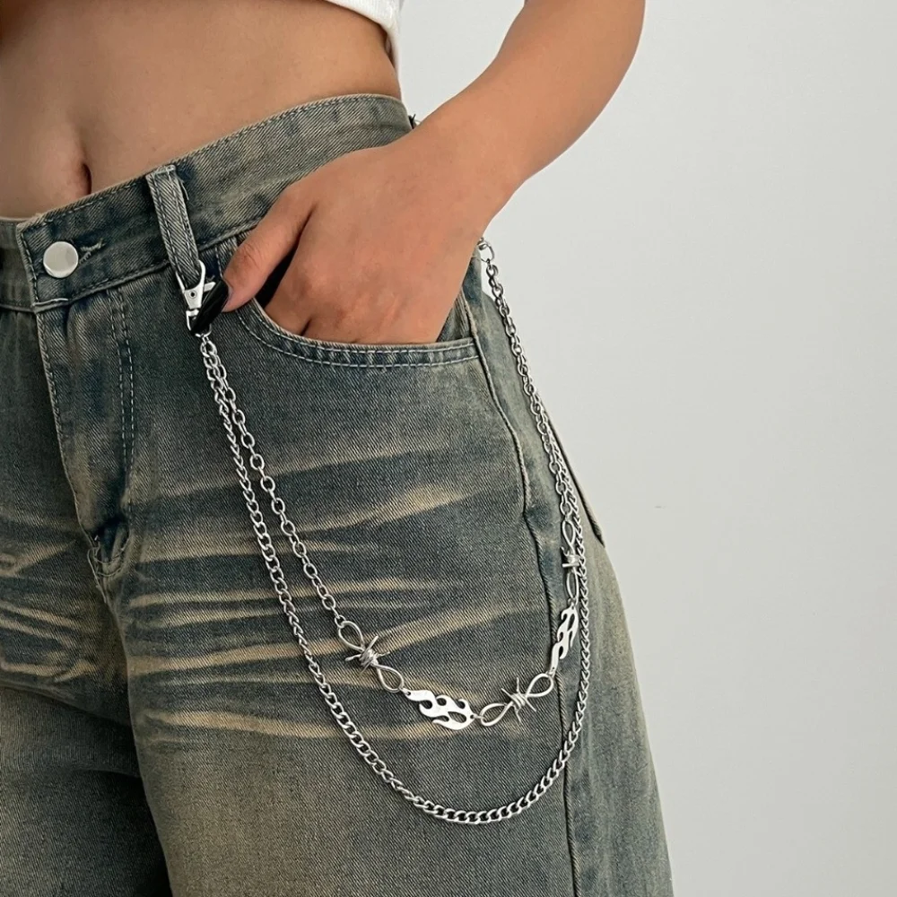 

Trendy Punk Star Pendant Pant Chain Metal Multilayer Waist Keychain Hip Hop Casual Jewelry Accessories Women Man Gifts
