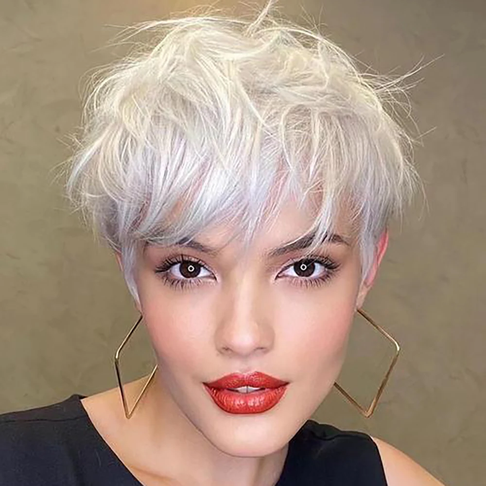 Gray Short Pixie Cu…