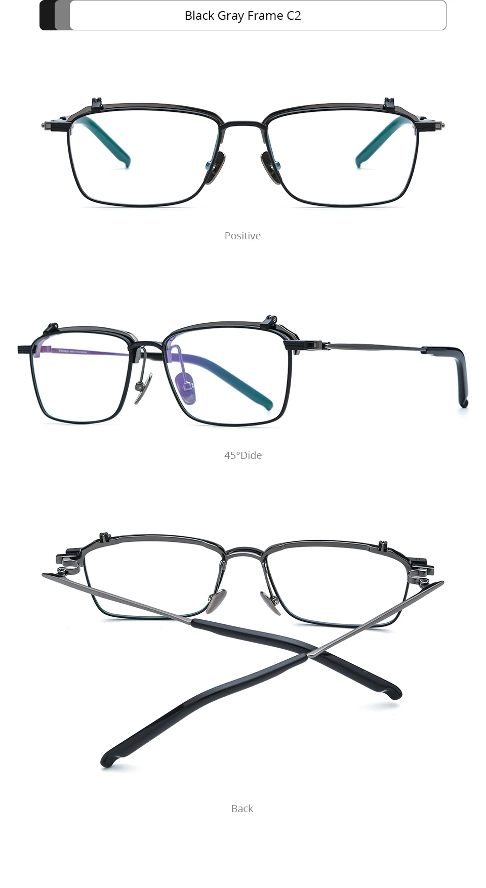 FONEX Titanium Glasses Frame Men Brand Design Flip Square Eyeglasses Frame Flip-up High Quality Japanese Ultralight Eyewear 401T