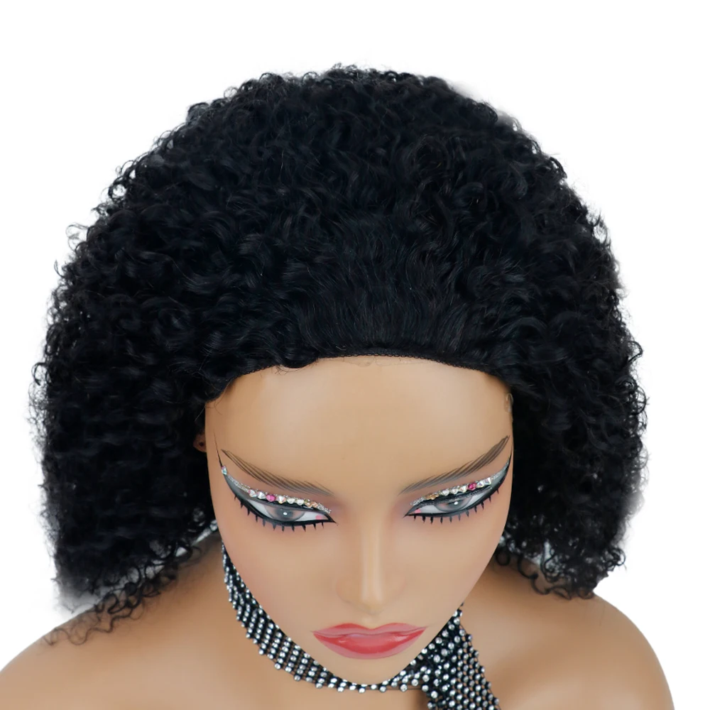 3 In 1 Half Wig Glueless Kinky Curly Human Hair Wig With Drawstring Seamless Wear Ready to Wear 3 IN 1 Half Wigs For Women image 5