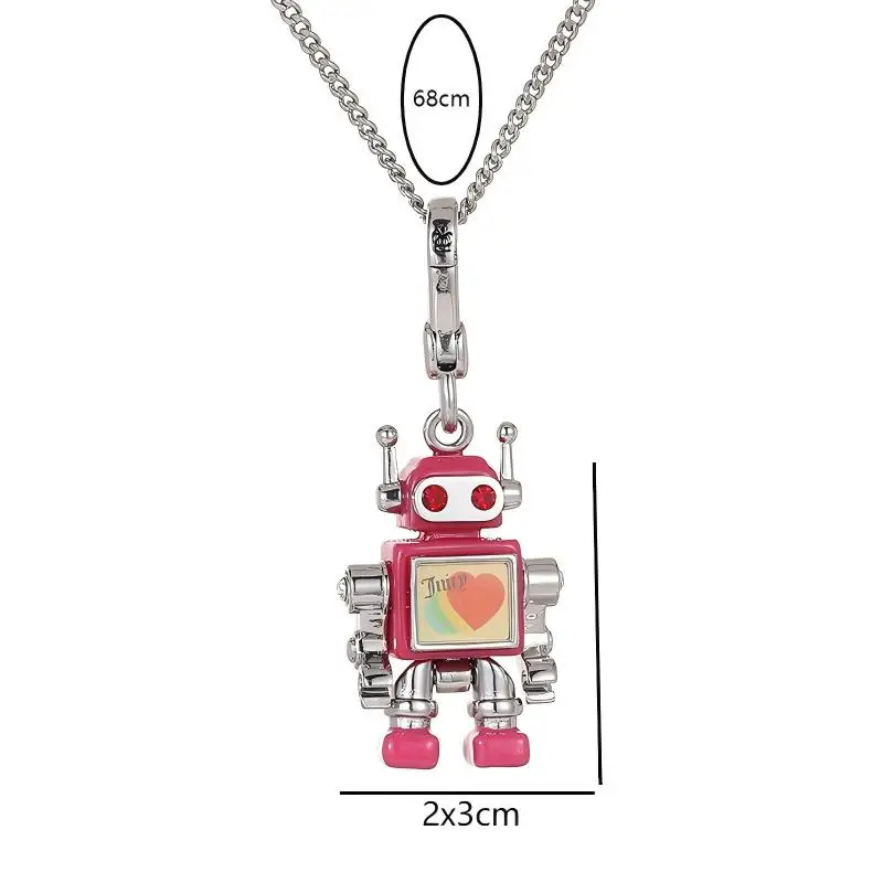 1Pc Printed Letter Love Movable Small Robot Pendant,Girls Clothing Accessories Necklace,Christmas Decoration Party Jewelry Props