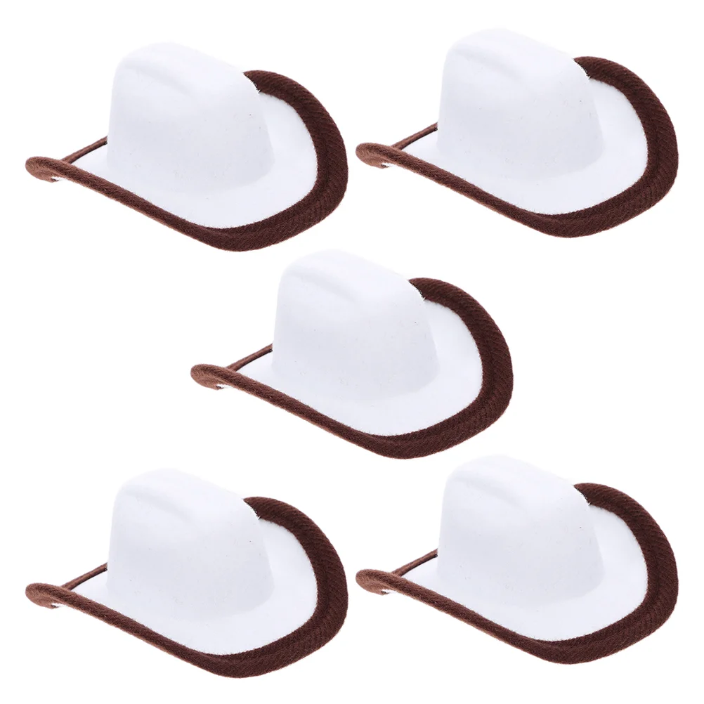 

5pcs Bottle Hat Decoration Unique Shape Soft Nonfading Brown Edging Party Holiday Mini Nonwoven Fabric Bottle Topper