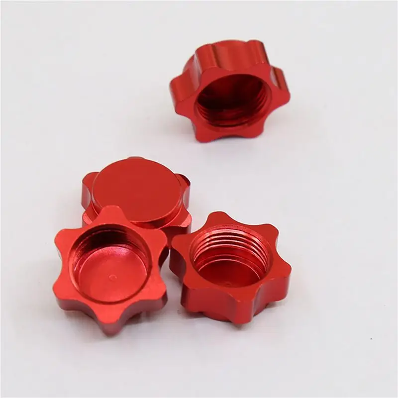 ABUM-40Pcs Aluminum Wheel Hub Cover Anti-Dust Cover 17Mm Hex Nut For 1/8 RC Car,Red