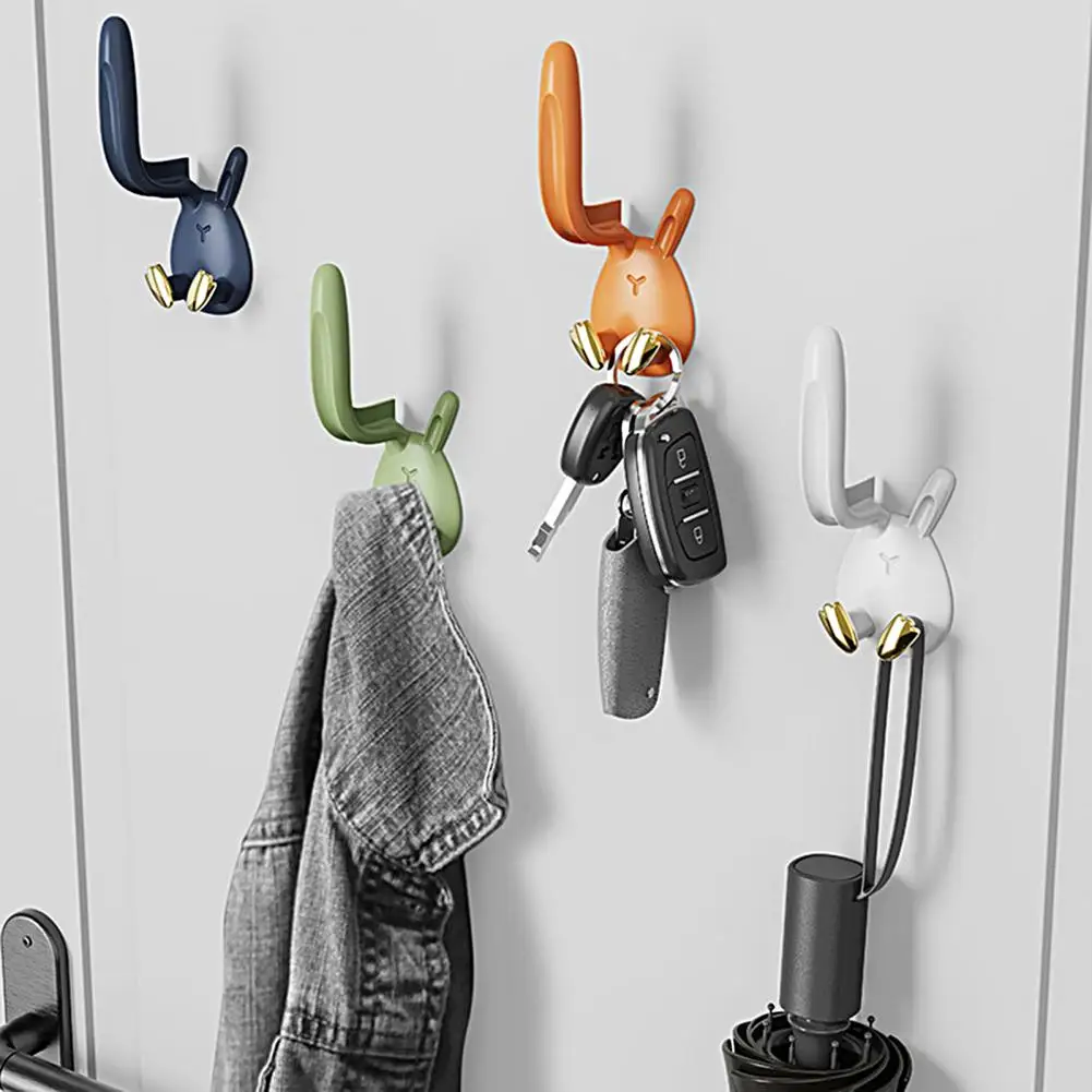Hanging Hook No Traces Punch Free Air Dry ABS Cartoon Rabbit Shape Bathroom Toothbrush Storage Storage Hanging Hookfor Home