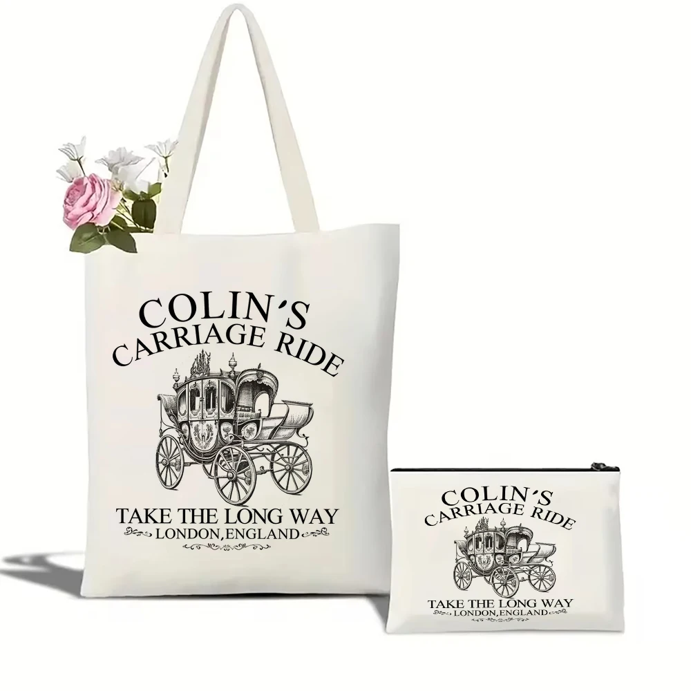 

Colin’s Carriage Rides Canvas Beach Tote Bag Large Capacity Shopping Bags Shoulder Handbag Eco Girl Handbags