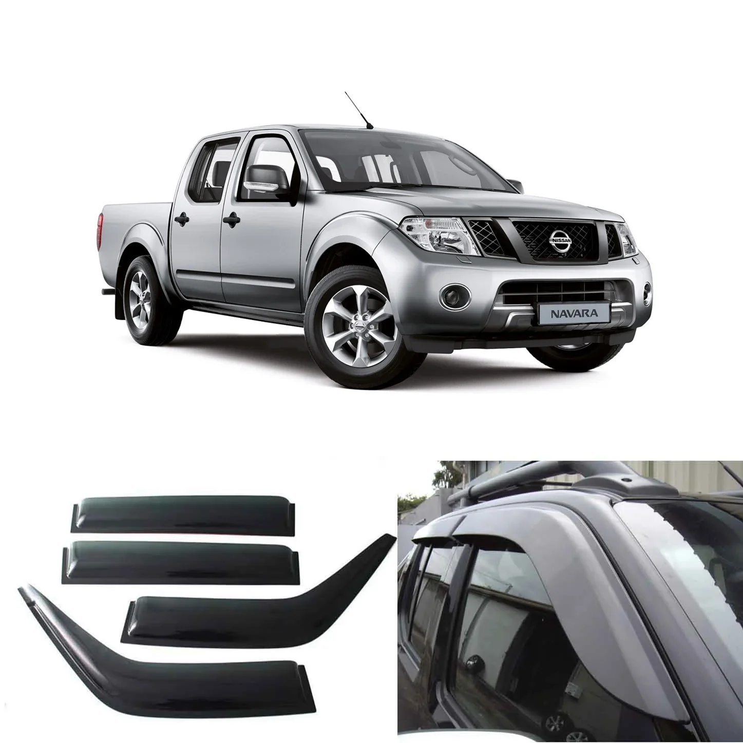 Window visor Side Window Deflectors Weathershield For Nissan Navara D40 2006-2014 Double Cab Car Accessories Matte Black 4PCS