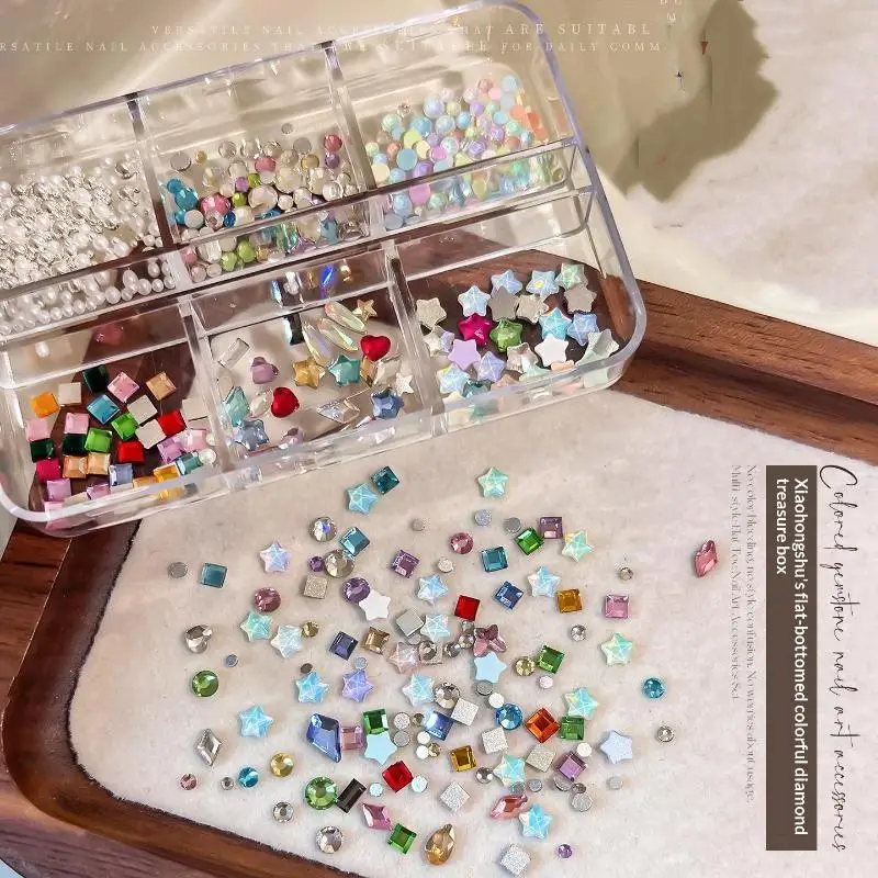 Fadeless Multi-Shaped Colorful Flat Back Nail Rhinestones Set Perfect For Home DIY Manicure & Pro Salon Use