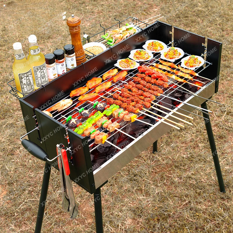 Barbecue Stove Household Camping Portable Smoke-Free Carbon Oven Stainless Steel Barbecue Tools Supplies Thickened Barbecue