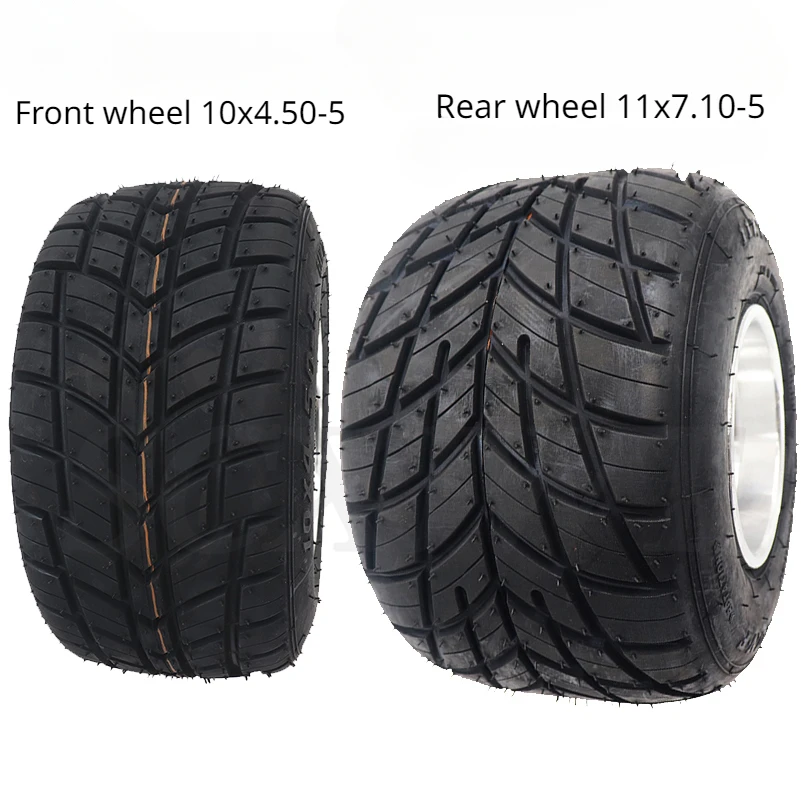 10x4.50-5 11x7.10-5 Inch Rain Tubeless Tires with Aluminum Wheels for Go Kart Front and Rear Wheel Drift Go Kart Accessories.