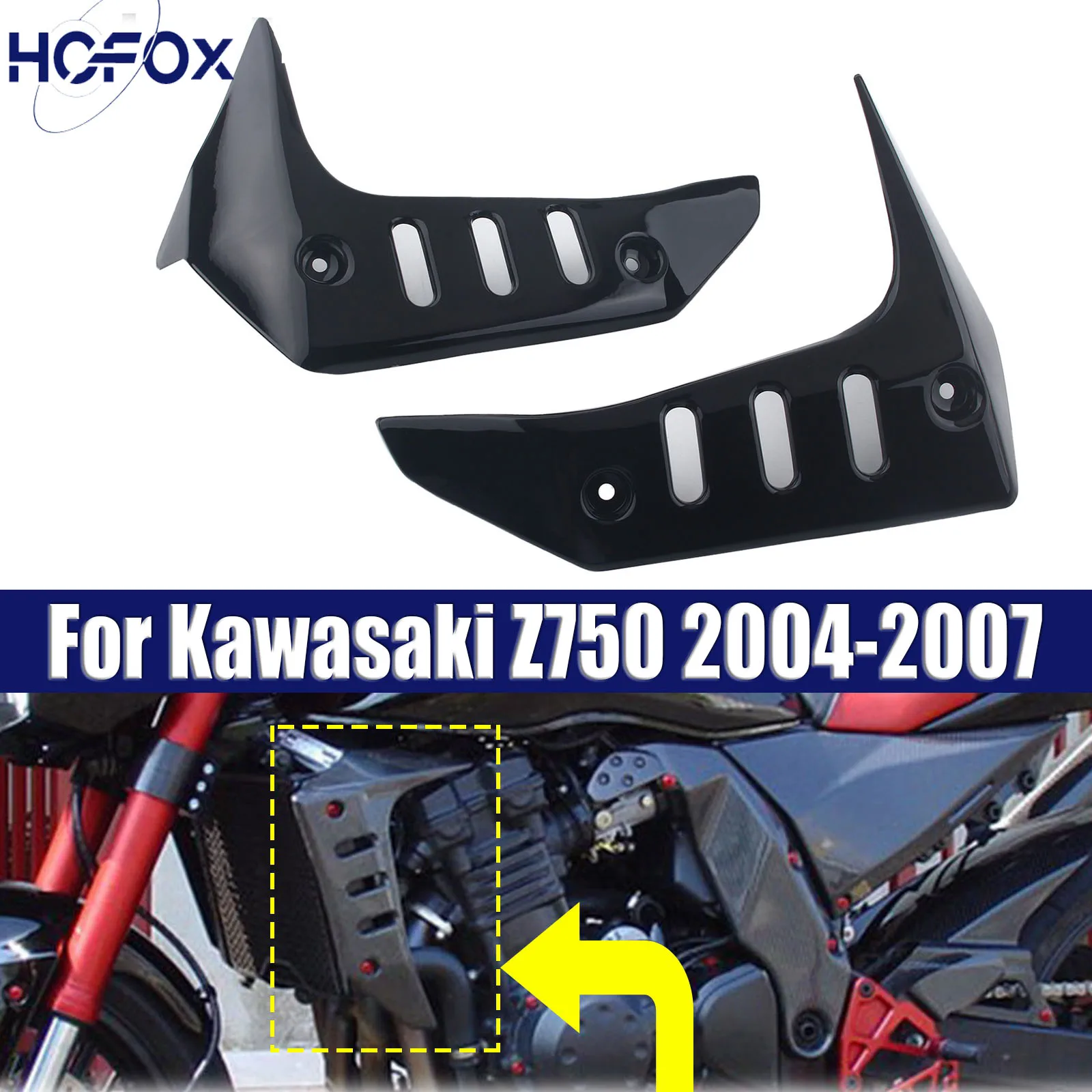 

For Kawasaki Z750 2004-2007 Motorcycle Fairing Radiator Side Panel Cover Cowl Protector ABS Plastic