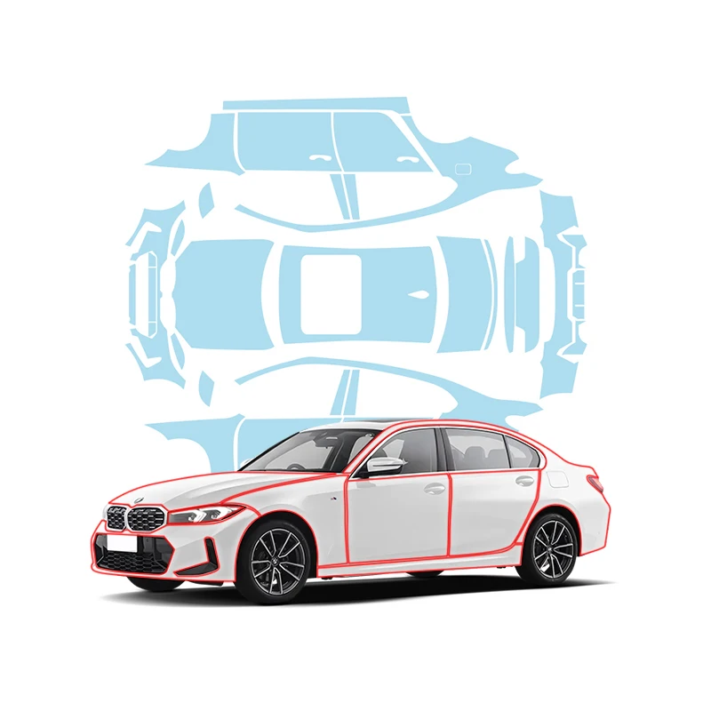 مناسبة لحماية طلاء TPU لفيلم السيارة غير المرئي من سلسلة BMW 3، وشفافة لامعة وغير لامعة ومقاومة للخدش