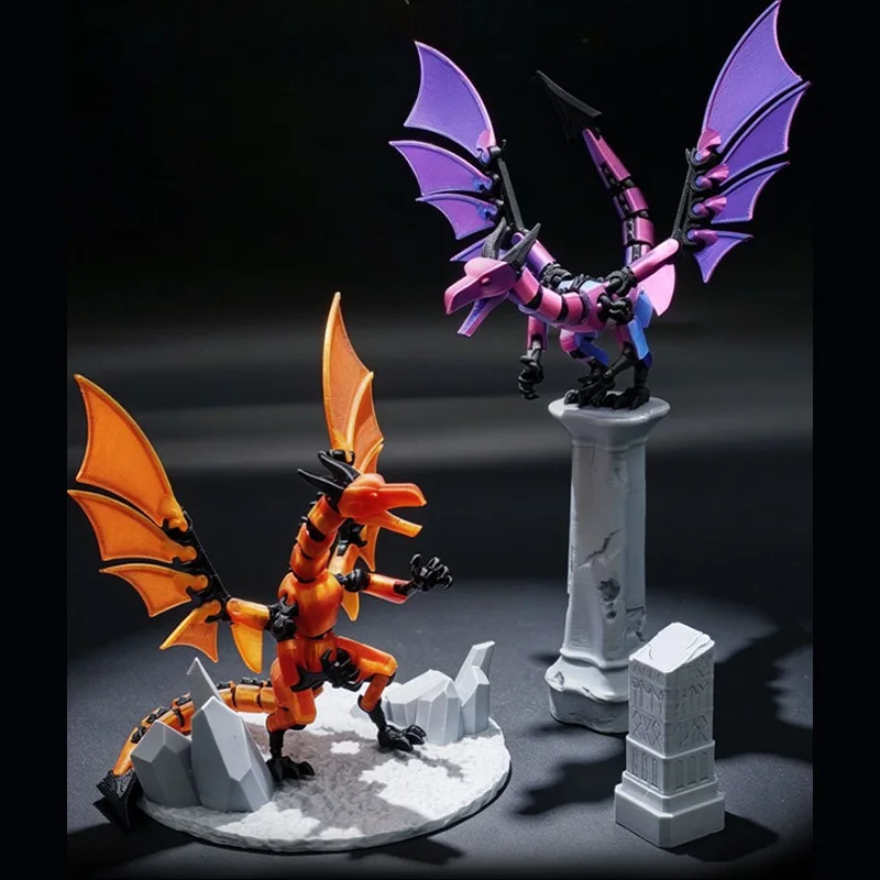 Dummy 13 Flying Dragon Action Figure 3D Printed Multi-Jointed Movable DIY Articulated Dragon Robot Figure Desktop Decoration