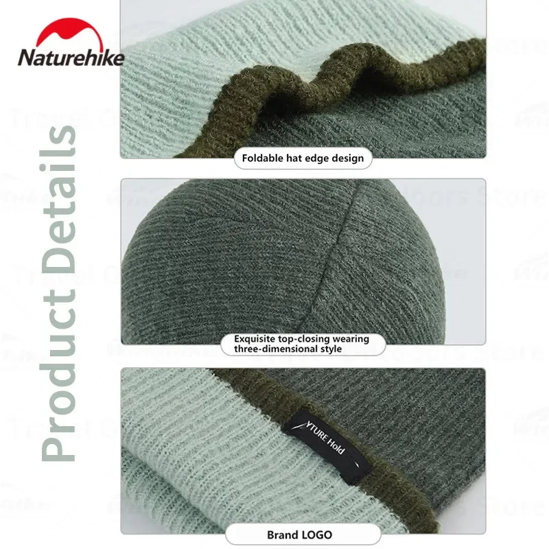 Naturehike Winter Hat Double-Layer Wool Knitted Keep Warm Outdoor Sports Fishing Hiking Cap For Woman Or Men Windproof Folding