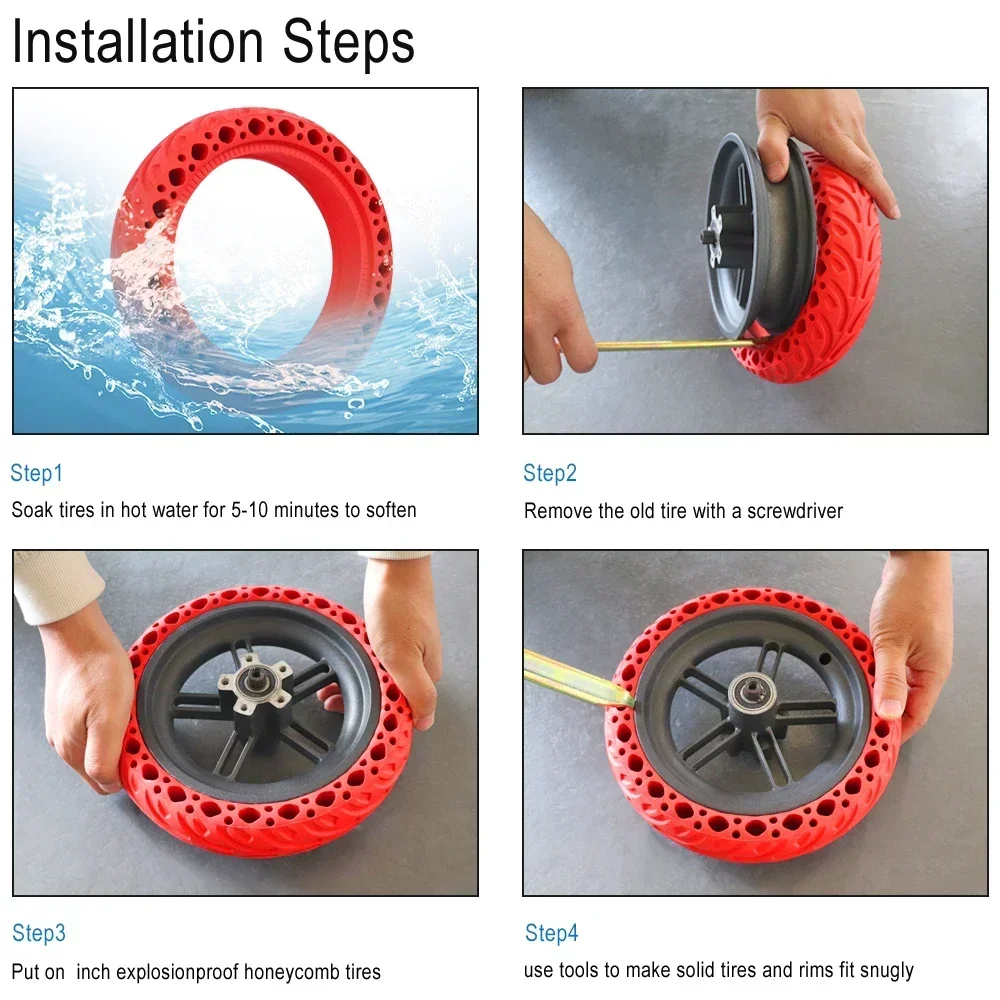 

12Inch Solid Tire 12 1/2 X 2 1/4（57-203）Honeycomb Shock Absorber Damping Durable 12*2.125 Black Wheels for Electric Scooter Tyre