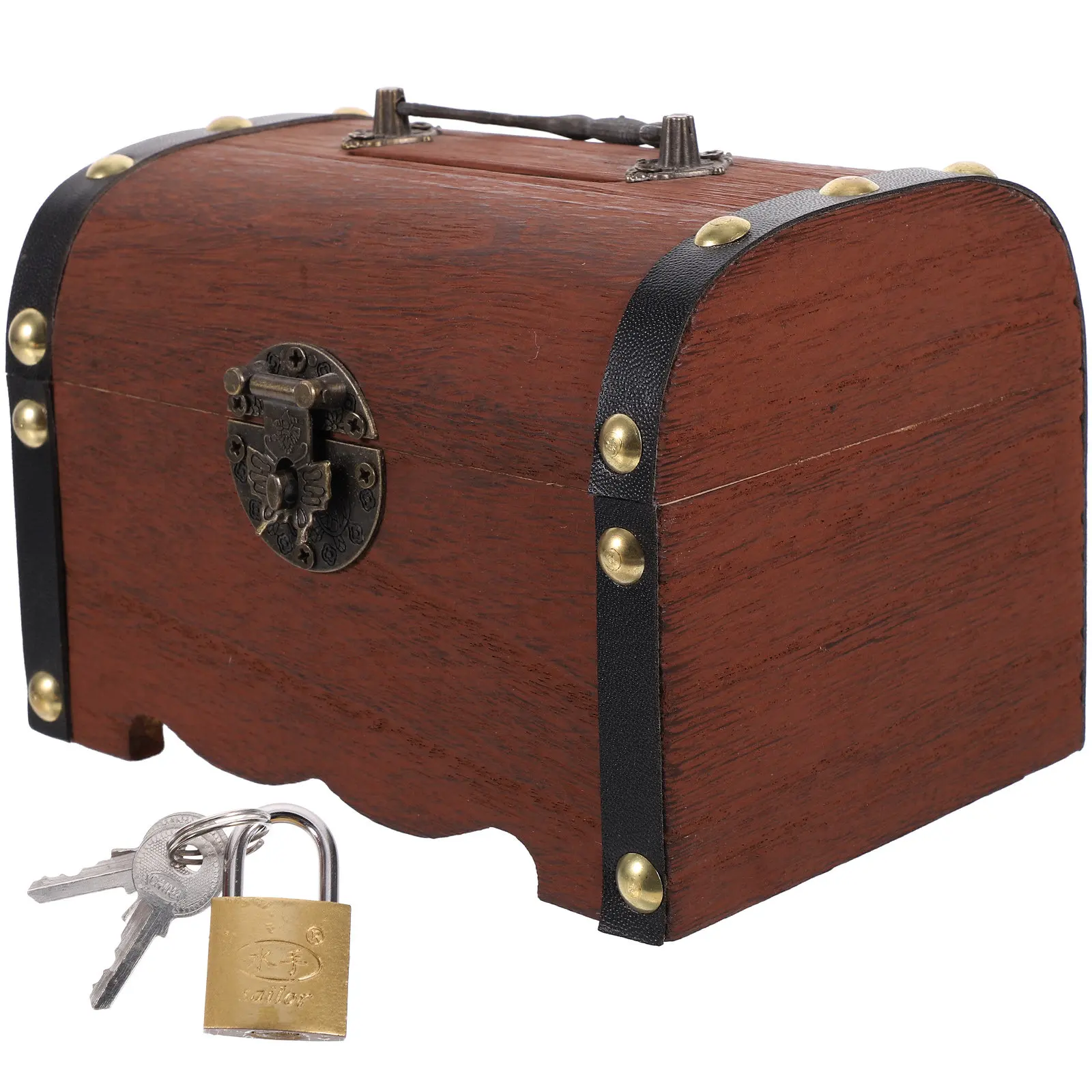 

Деревянная копилка в винтажном стиле с замком, вместительная, для детских сбережений, декор для дома, многофункциональный сундук для хранения