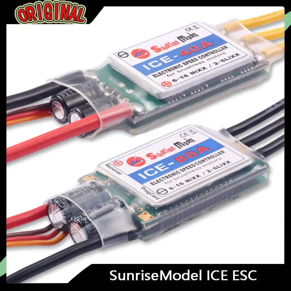 

SunriseModel ICE Бесщеточный ESC-32-бит, совместимый с 2-6S, 18A-150A, выход BEC, идеально подходит для вертолетов, самолетов и радиоуправляемых моделей своими руками
