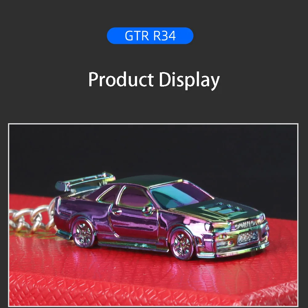 1:64 GTR R34 Audi RS7 Electroplate Alloy Toys Model Car Key Chain Diecasts Metal Exquisite Spray Painting Pendant Ornament Gifts