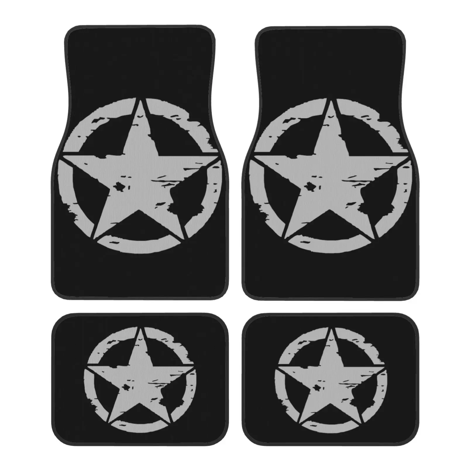 

Four Piece Set of Four Universal Anti Slip and Waterproof Car Floor Mats From The Pentagram Skull Series