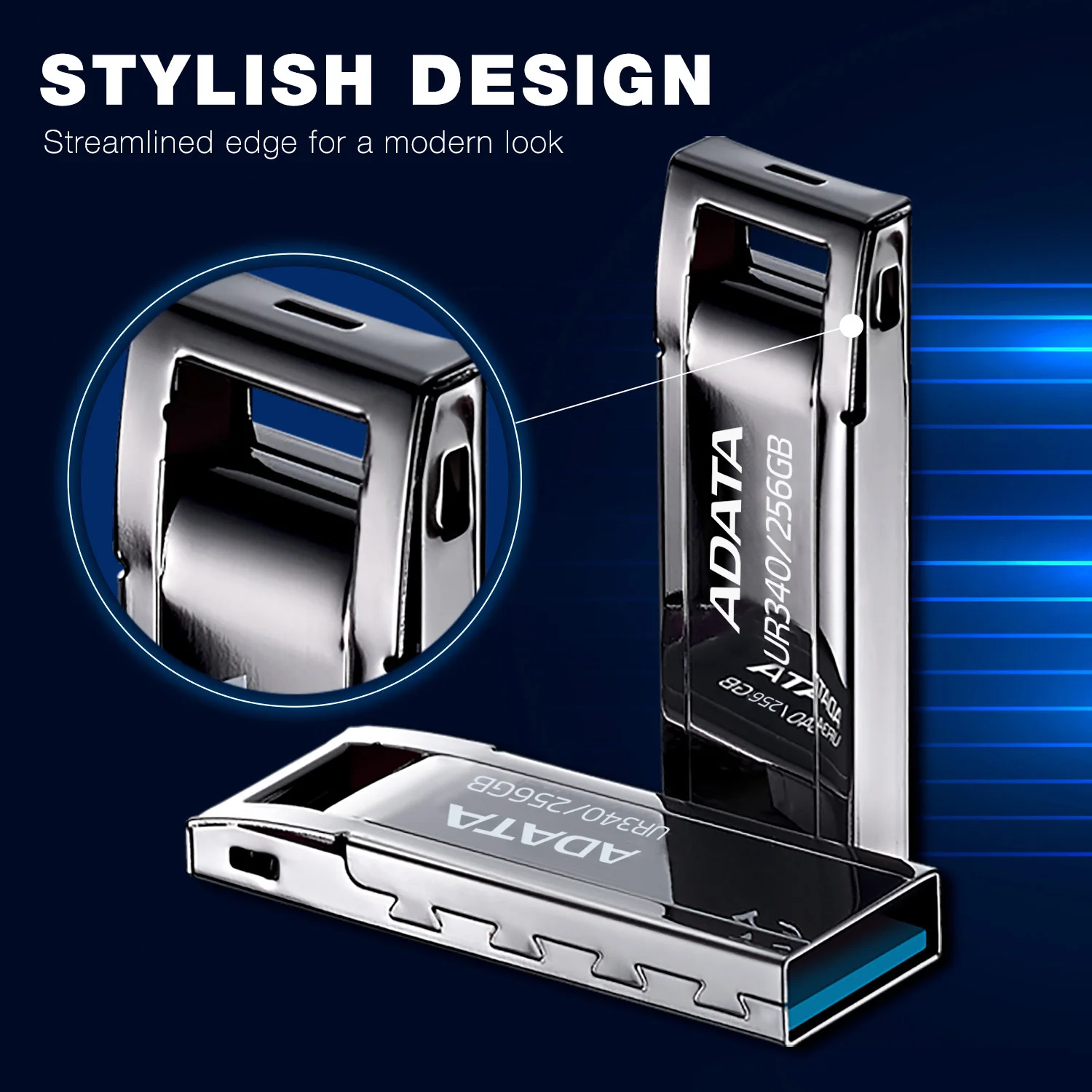 ADATA UR340 USB 3.2 Gen 1 Flash Drive 32GB 64GB 128GB 100MB/s Read High Speed Data Transfer Metal Pen Drive Thumb Drive