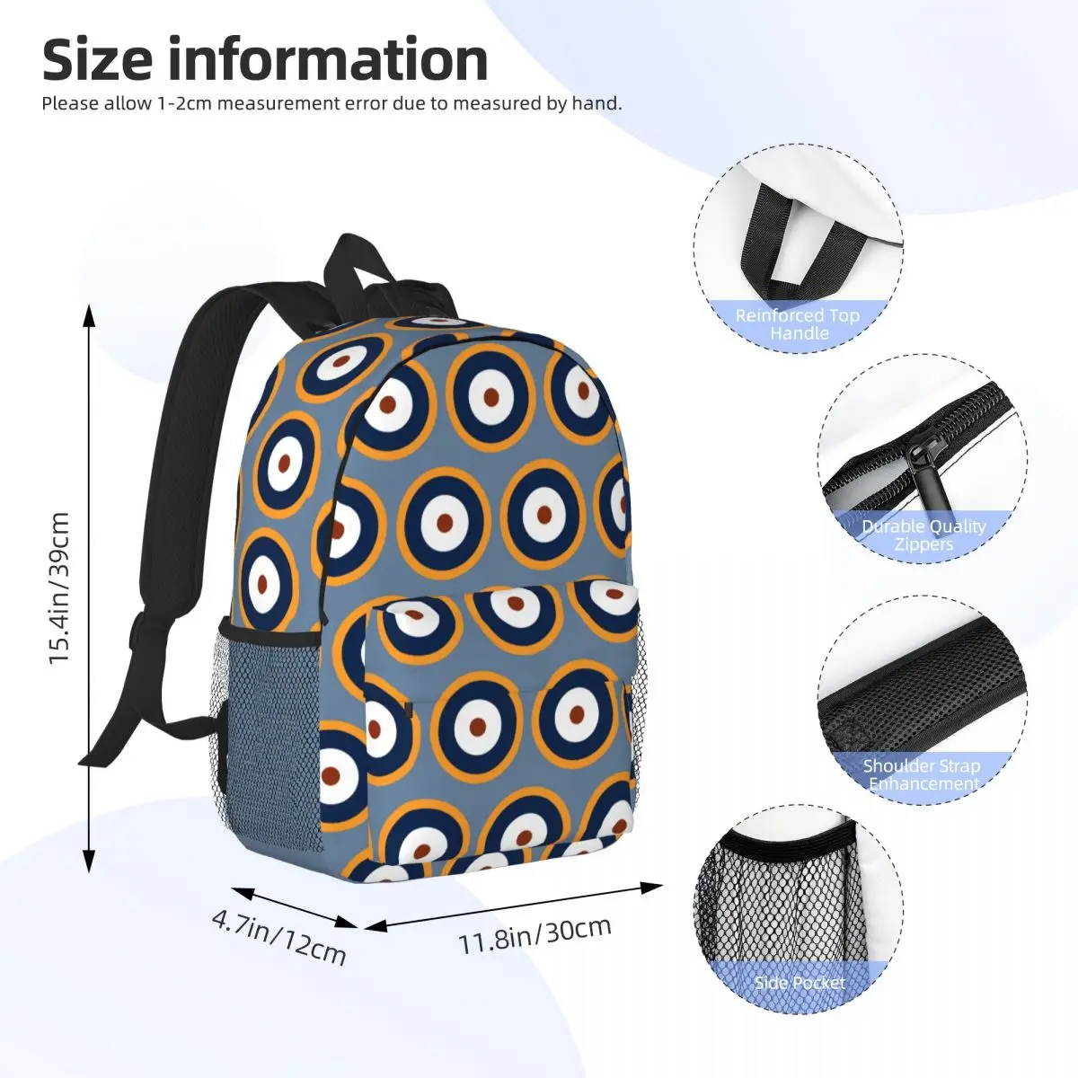 The RAF Roundel Version Used During World War 2 Backpack Student Boys Girls BookBag Men Women School Bag Laptop Shoulder Bags