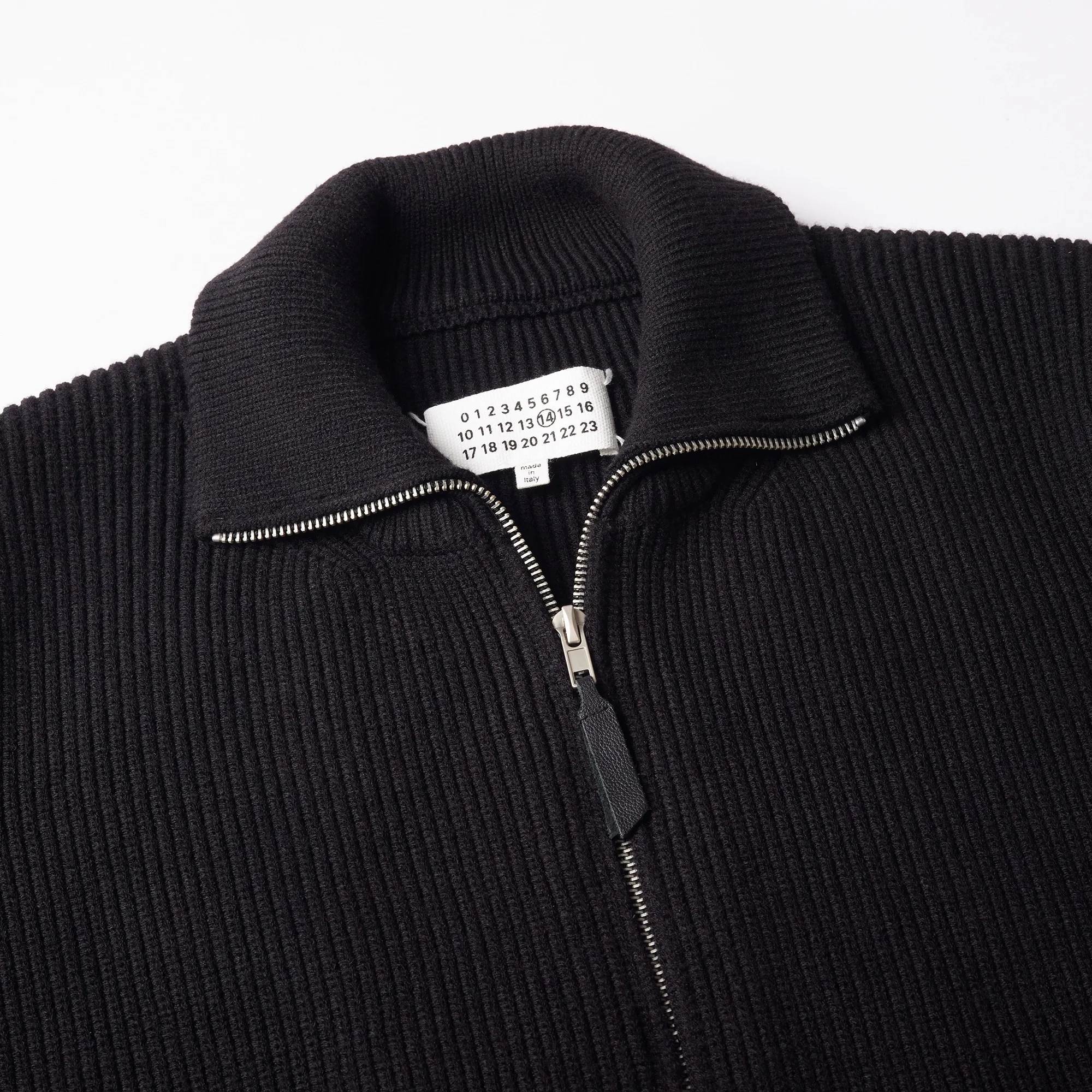 سترة صوفية محبوكة بسحاب مزدوج من الصوف ذات أربعة زوايا سوداء برقبة عالية وياقة واقفة وسحاب مزدوج للرجال #6