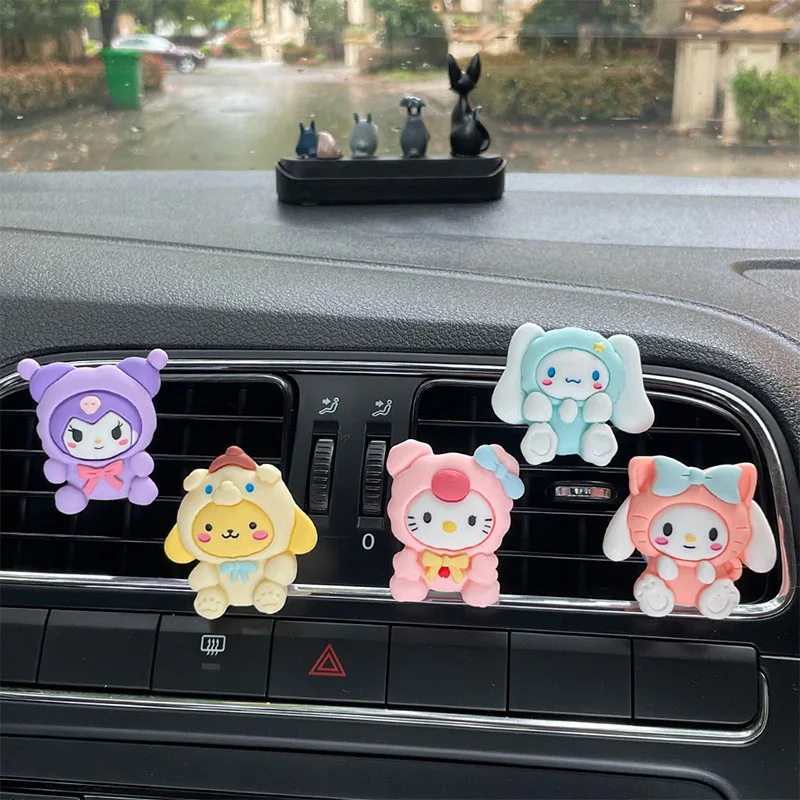 Kawaii Car Aromatherapy Ornaments Doll Decoration Deodorizing Air Outlet Hello Kitty My Melody Sanrio Car Accessories Gift