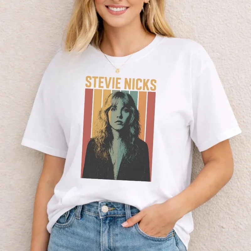Stevie Nicks Retro Album Fan T-shirt Summer New Style Casual Fashion Suitable for Both Men and Women