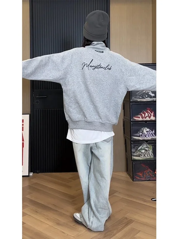 

Американская мужская толстовка-кардиган из плотной износостойкой ткани, модная привлекательная бейсбольная куртка Cleanfit для весны и осени