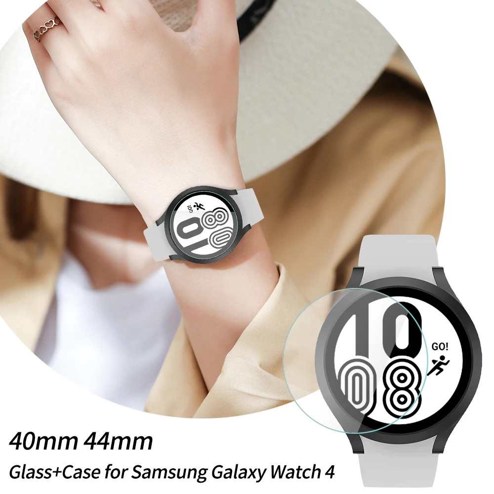 Vetro + custodia per Samsung Galaxy Watch 4 44mm 40mm protezione dello schermo custodia protettiva completa per Galaxy Watch 5 44mm 40mm Cover