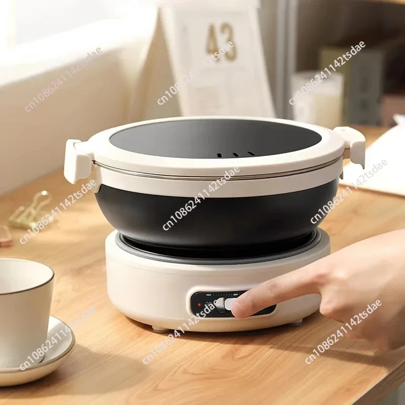 1.2L Folded Electric Cooking Pot Portable Travel Multicooker Rice Cooker Split Hot Pot 304 Stainless Steel Electric Skillt 500W