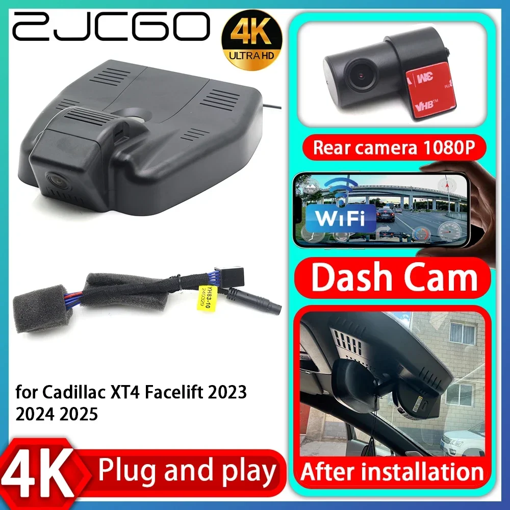 ZJCGO UHD 4K 2160P Plug and Play DVR Dash Cam Video Recorder for Cadillac XT4 Facelift 2023 2024 2025