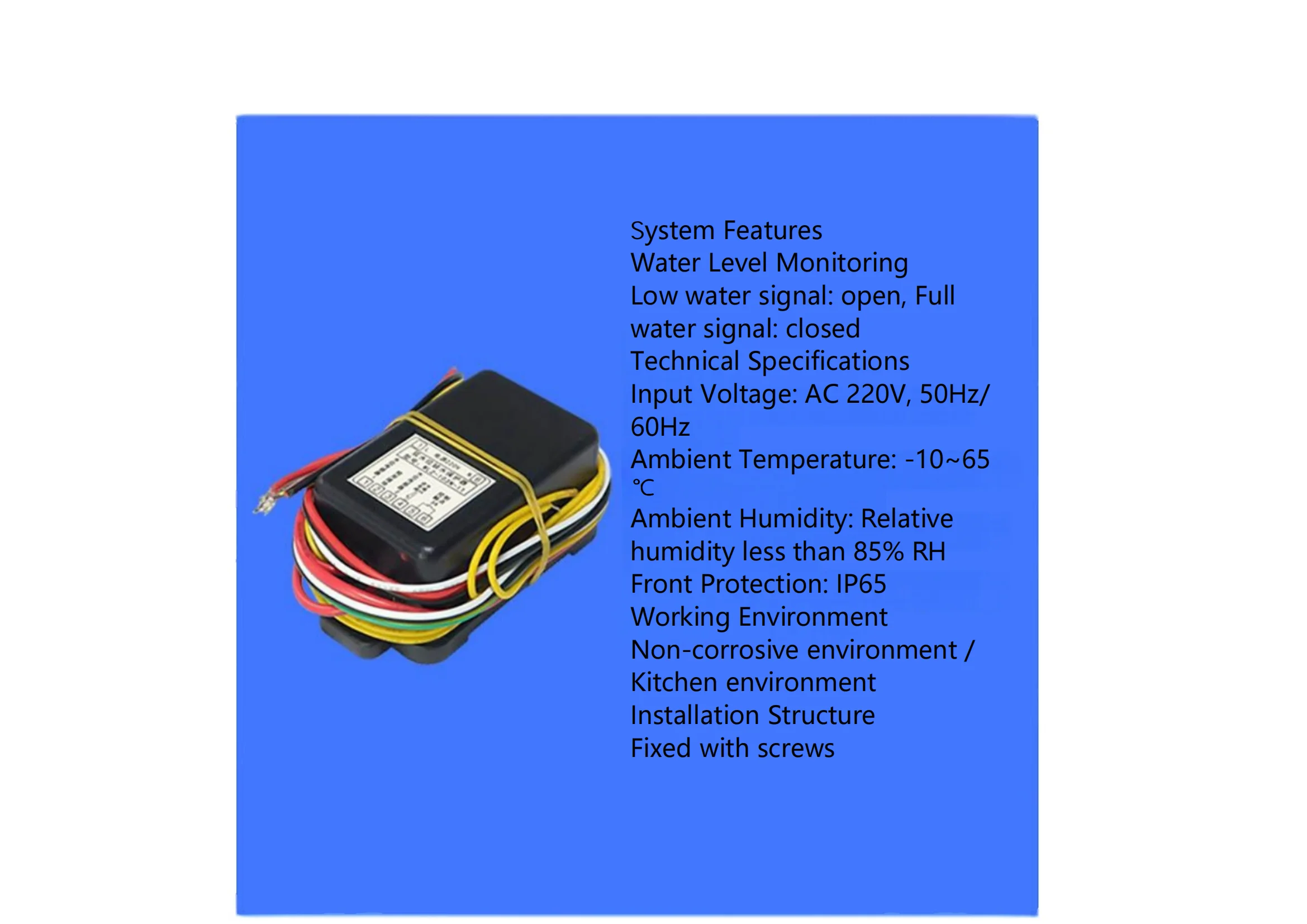 Livello dell'acqua singolo/doppio personalizzabile Allarme di protezione dell'acqua bassa Caldaie a vapore Scaldabagni Prodotto OEM in plastica conveniente