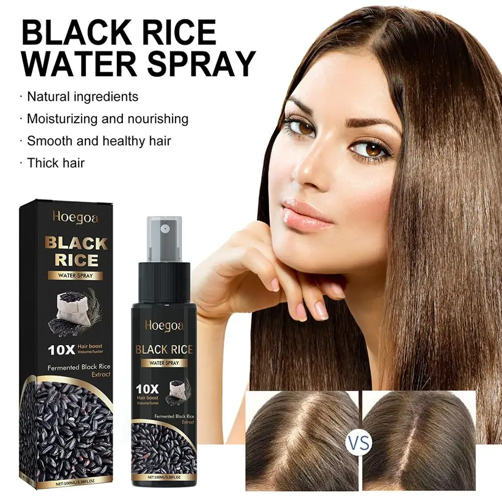 

2pcs Black Rice Water Hair Growth Spray Deep Nourishing Prevent Loss Strengthen Hair Scalp Care Solution For Dense Hair Serum