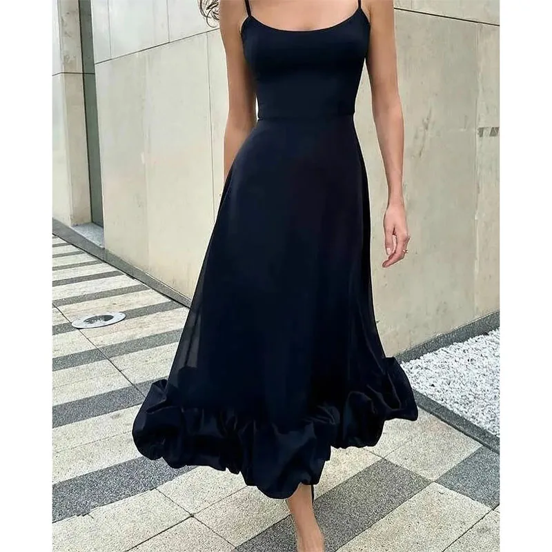 

Elegant Short Evening Dresses A-Line Spaghetti Straps Ankle Length Prom Dresses Robe De Soiree Formal Party Gown for Women