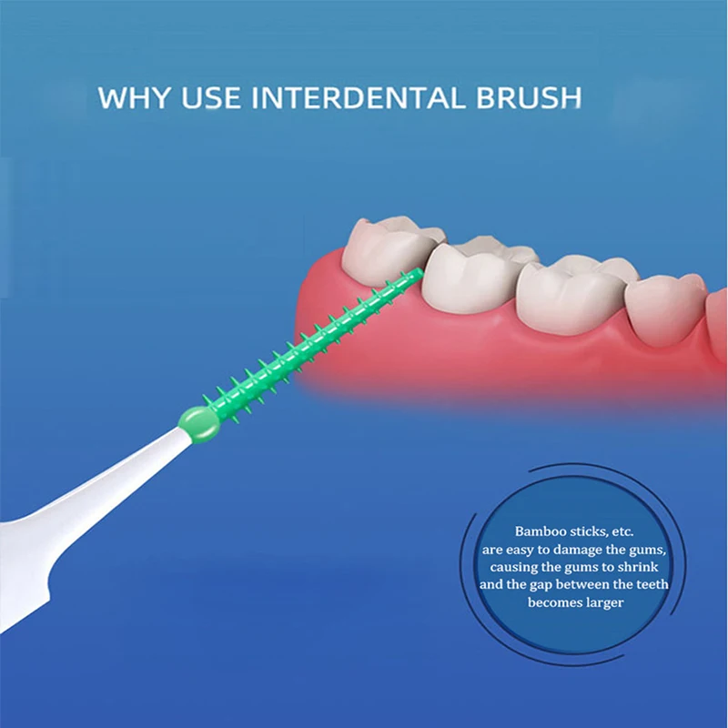 Interdental Silicone Brushes 40 Units Dental Toothpicks Brush Between Teeth Silicone Toothpicks with Thread Oral Cleaning Tools